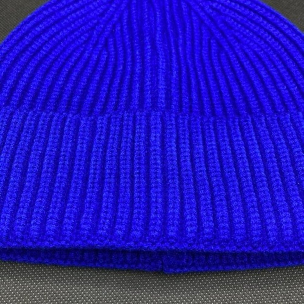 Blue Black Wool Beanie - Picture 4 of 7